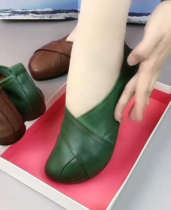 Туфли-лодочки на мягкой подошве для мамы, весна-осень, с неглубоким вырезом, женские, на плоской подошве, из мягкой кожи, для среднего и пожилого возраста, новые, ретро, на одной педали, женские