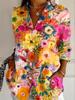 2025 Autumn Women's Casual Long Sleeve Shirt Beautiful Flower Print Travel Lapel T Shirt Elegant Single Breasted Tops Long Shirt