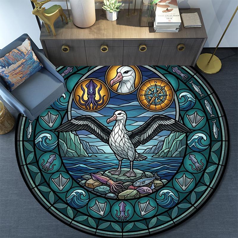 Penguin Arctic Wildlife Scene Round Area Rug Under Office Chairs Bedroom Living Room Home Decor