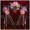 Han Chinese Clothing Hair Crown Hairpin Glazed Flower Decor Crystal Vintage Headpiece for Han Cloth Matching Hair Accessory