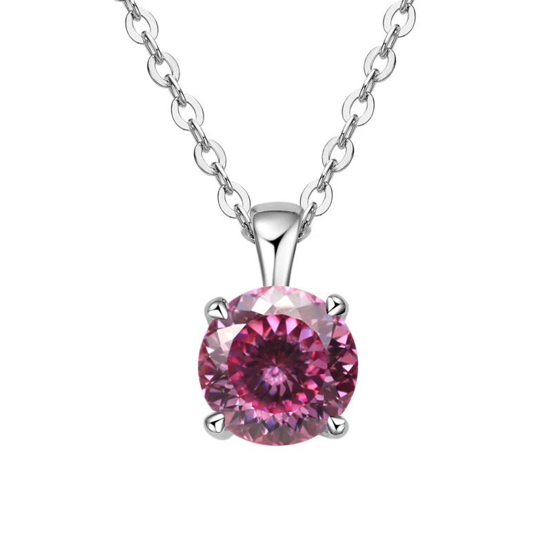 JoyceJelly Classic Four Prong 1ct Moissanite Necklace Women's 925 Silver Plated Gold Pendant Luxury Fine Jewelry