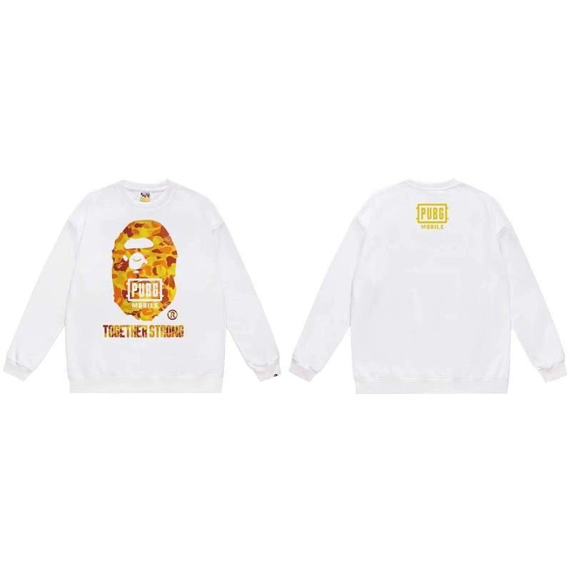 BAPE-Style Heavyweight Cotton Crewneck Sweatshirt Mens Oversized Streetwear Pullover Fall