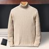 Men's Turtleneck Sweaters Autumn Knitted Striped Streetwear Warm Long Sleeved Pullover Solid Color Basic Style Casual Tops