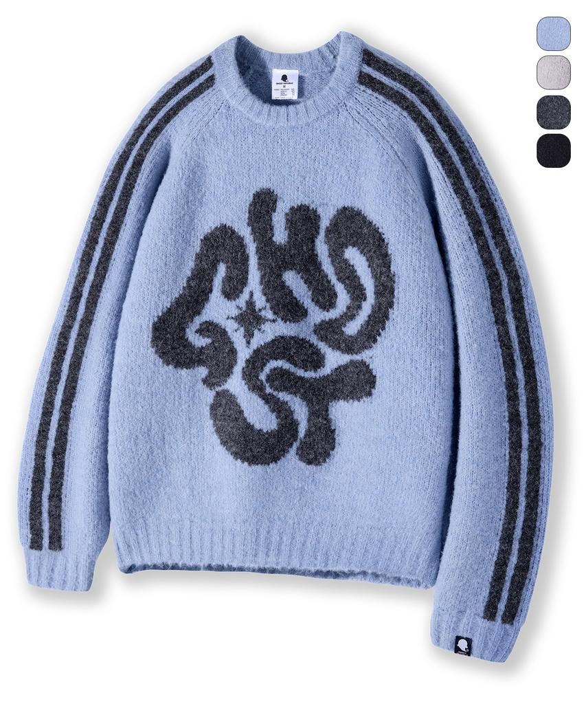 GHOST REPUBLIC Мохер Графический Реглан Трек Букле Вязаный 4 Цвета Gkm-159