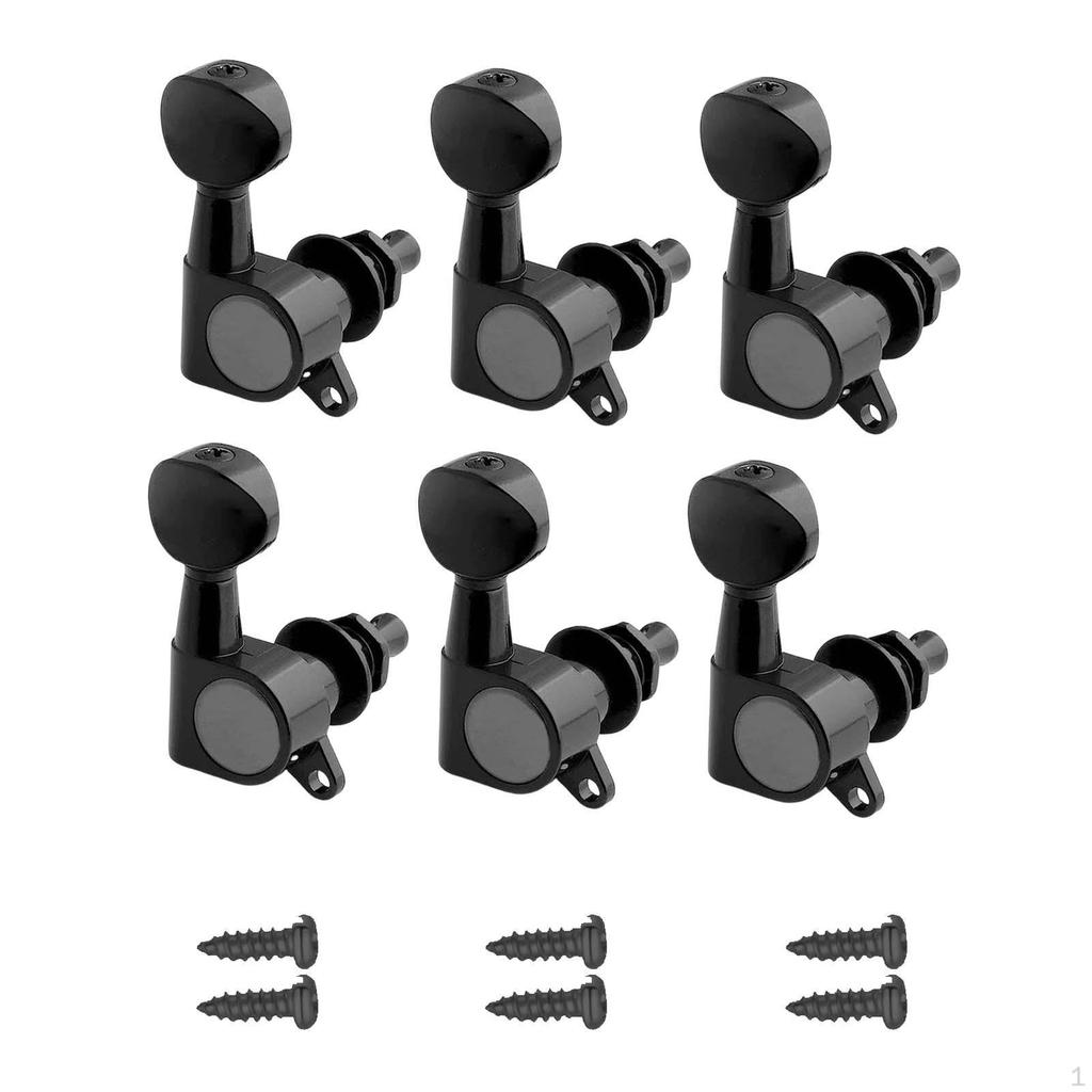 6 Pieces Guitar Tuning Pegs Knobs with Mounting Screws Gear Ratio 1:14 Sealed Tuners