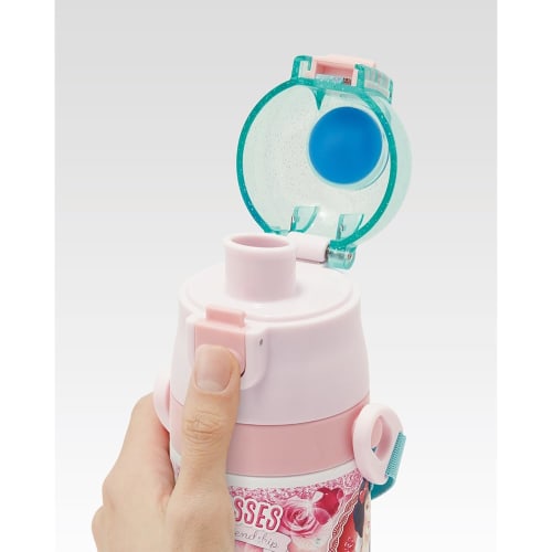 Skater Children's Water Bottle, 2-Way, 470ml (Direct Drinking) or 430ml (Cup Drinking), Disney Princess Design, 24-inch, Girls, Stainless Steel, Insul