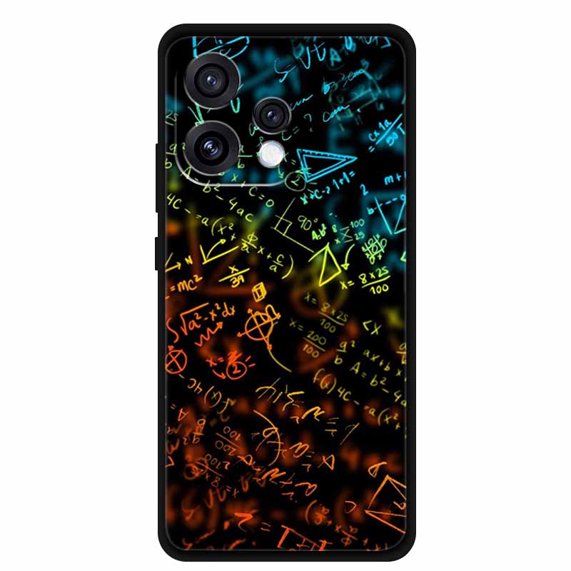 Чехол для Oppo Reno15 5G Цветочный Черный Силиконовый Мягкий Защитный Задний Чехол для Oppo Reno 15C 2025 Чехол для Телефона Coque Мультяшные Ракушки