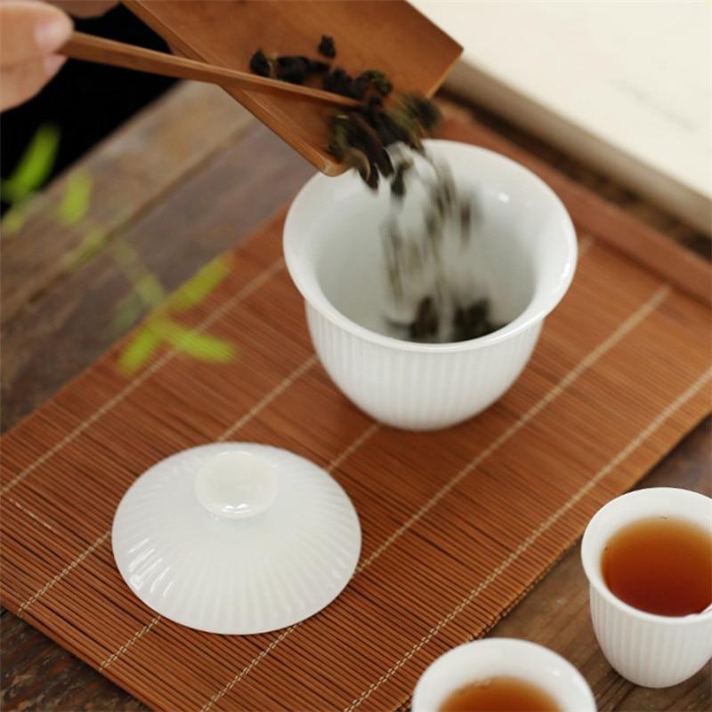 Современная нефритовая глина Shadow Green Kung Fu Gaiwan керамическая чашка для чая с крышкой белая фарфоровая офисная чашка для напитков