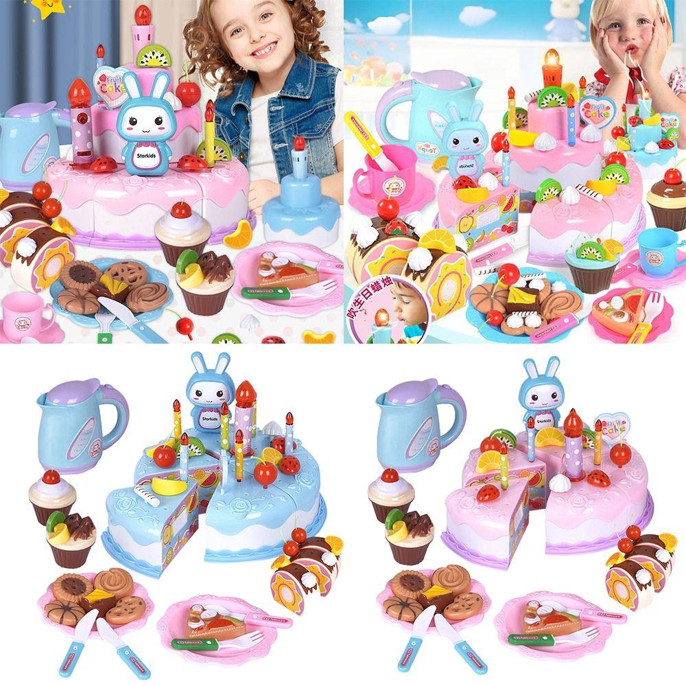 37/38PCS Multicolor Birthday Cake Cutting Toys Playing Role Game Kitchen Toy Gift