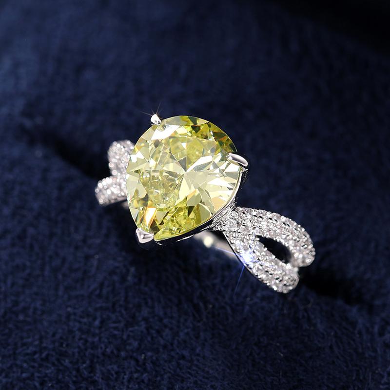 Кольца Huitan Waterdrop Cubic Zircon для женщин, светло-желтые кольца в форме груши, роскошные свадебные аксессуары, новые модные ювелирные изделия