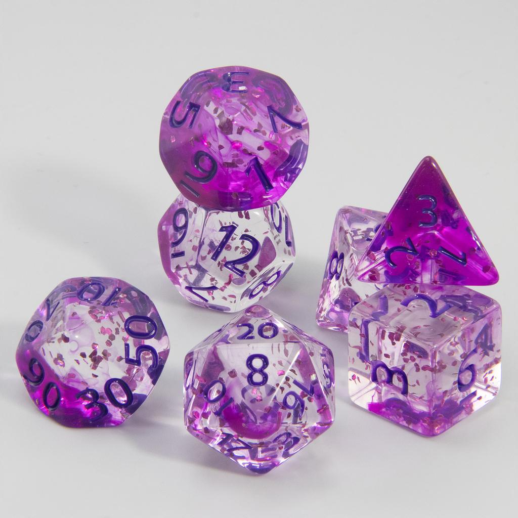 Набор игральных костей DND из 7 кубиков с эффектом многогранной туманности и блеска D4 D6 D8 D10 D% D12 D20 для настольных игр DND RPG