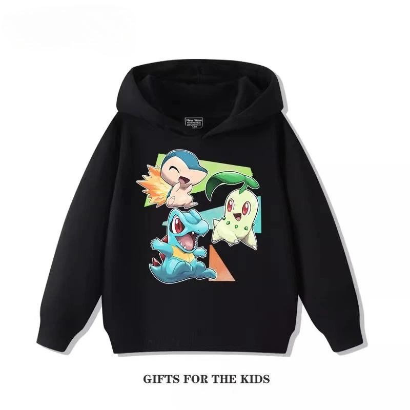 Autumn Cartoon Pokémon 3D Printed Hoodies Fashionable Casual Sports Long Sleeved Children's Boy and Girl Kids Unisex Hooded Sweatshirts