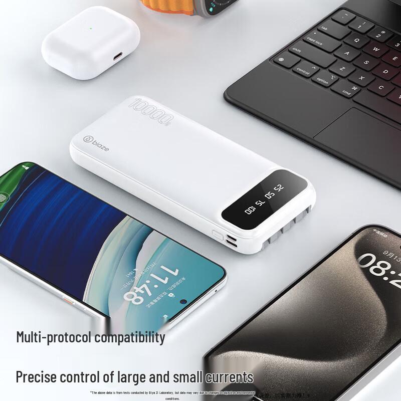 Портативный Power Bank на 10000 мАч со встроенными кабелями
