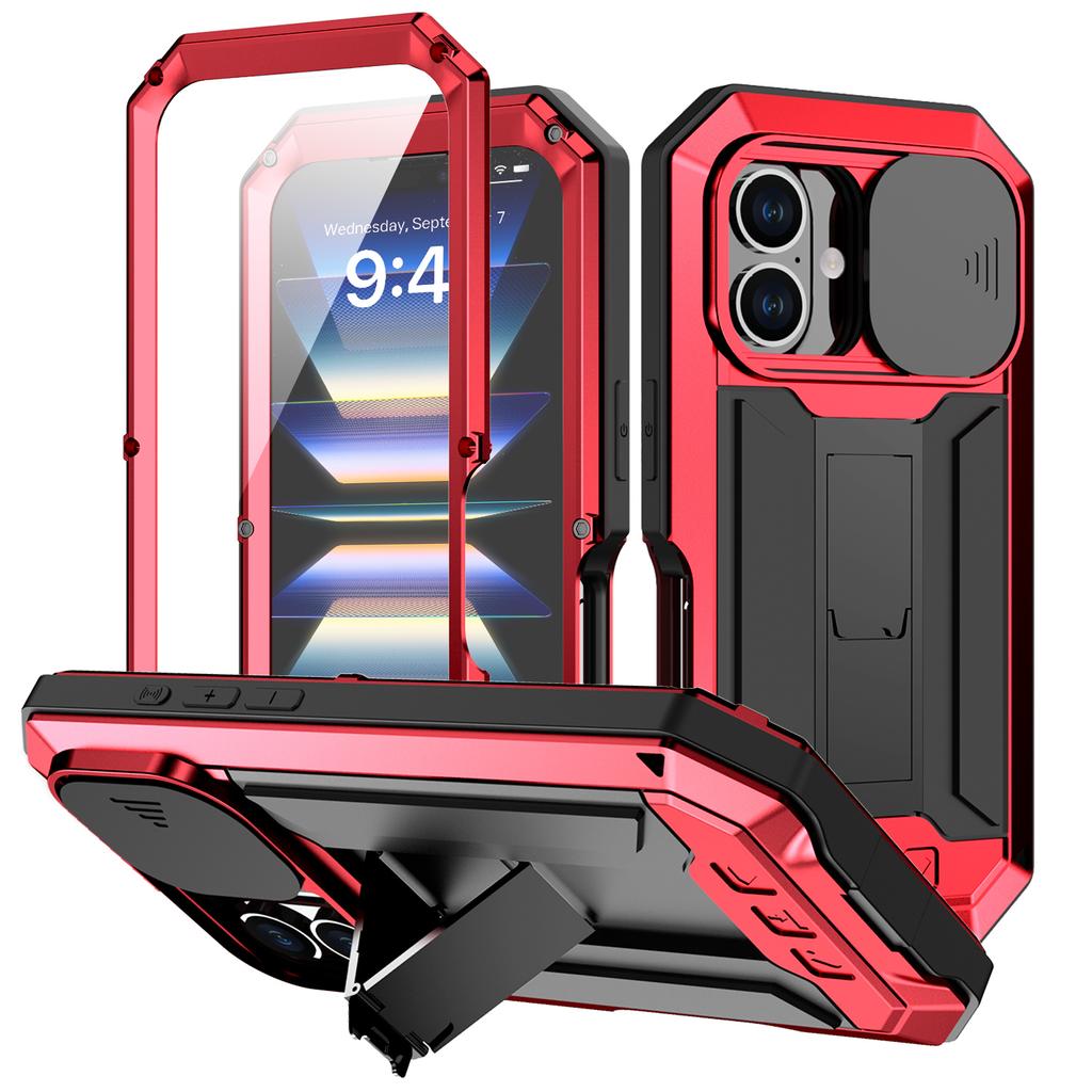 Для iPhone 16 Pro Max iPhone 16 Plus Pro Военный уровень Полная защита Прочный Встроенная подставка Слайдер Защитная крышка-чехол для камеры