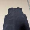 Used Black tomesode remake dress, Japanese pattern, pure silk, sleeveless, black, handmade, sizes L to XL