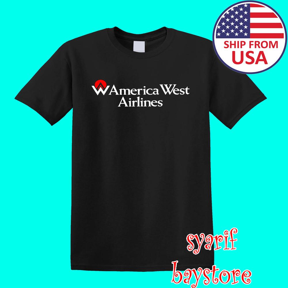 America West Airlines Men#039;s Black Size S to 5XL Unisex T-Shirt