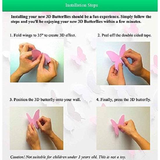 12шт 3D домашний декор бабочка с наклейкой (Мерцающий золотой, набор из 12 шт.)