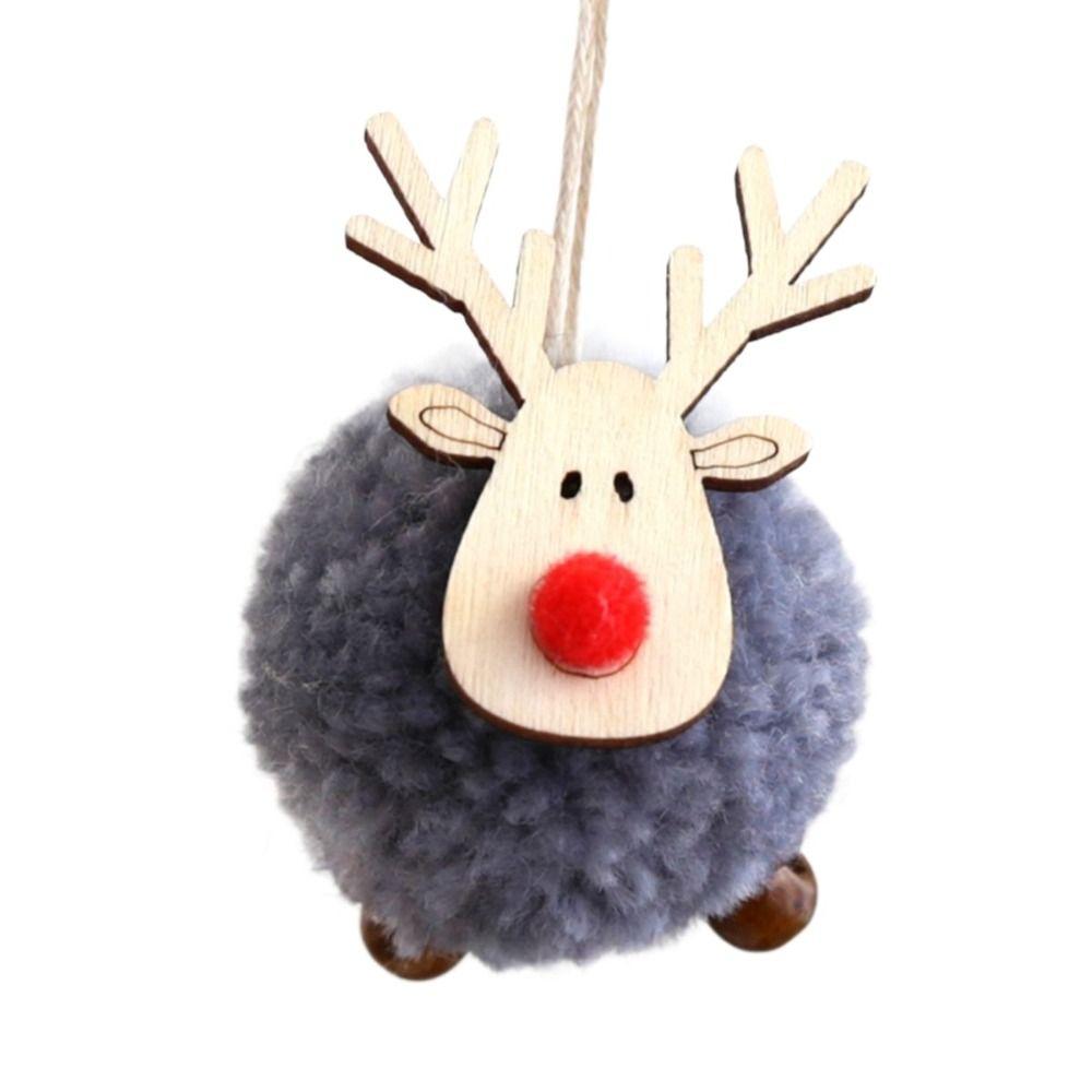Felt Deer Wooden Deer Ornaments Wooden Elk Elk Hanging Pendant Christmas Tree Ornaments New Year