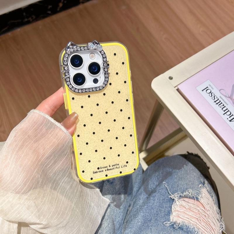 Стильный чехол для телефона в горошек для iPhone 13-17, Подходит для женщин, Ударопрочный