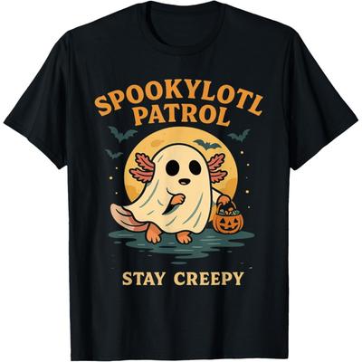 Spookylotl Patrol Призрачный аксолотль Жуткая ночь Футболка
