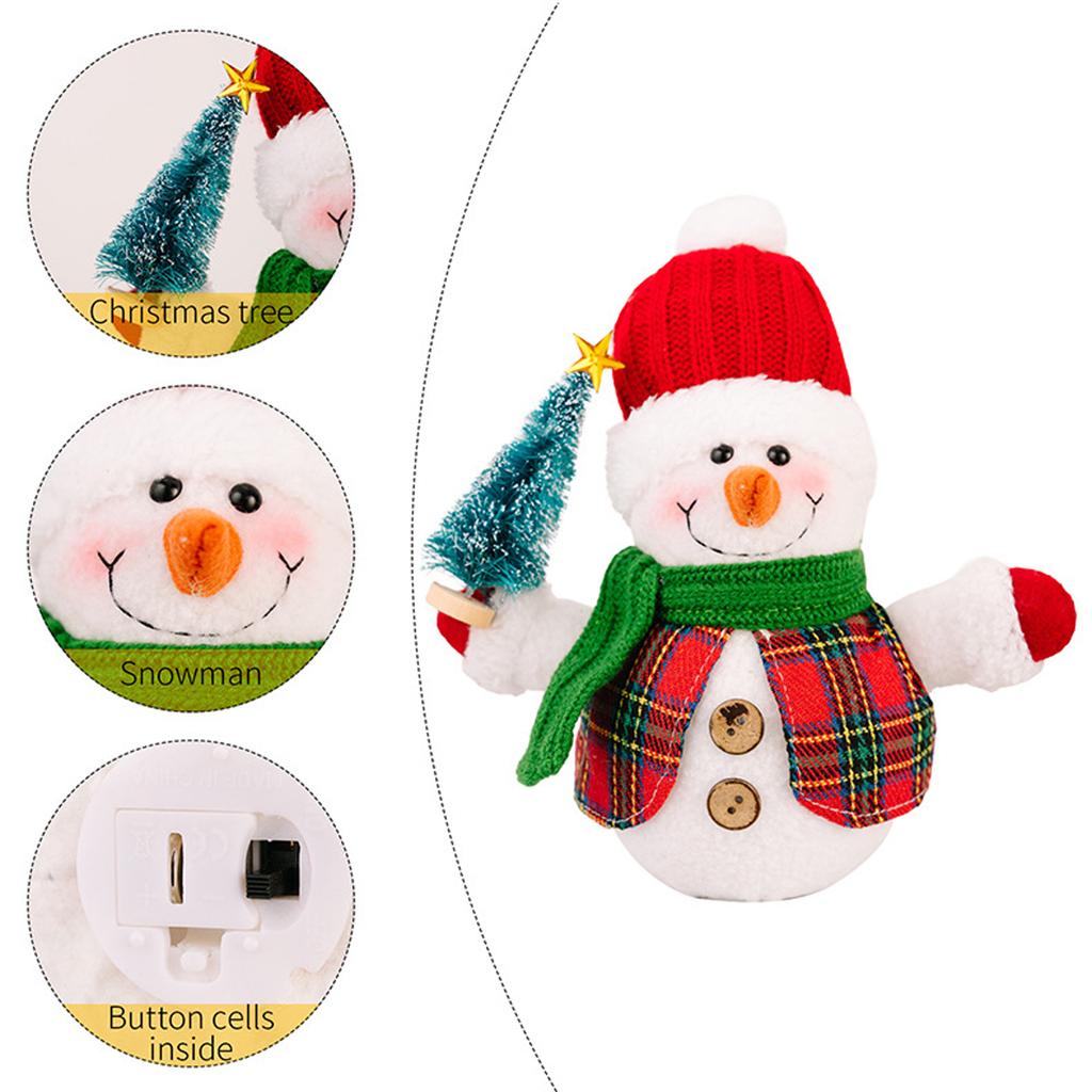 Christmas Luminous Snowman Doll Decorations Christmas Snowman Ornaments With Lights For Bedroom Desktop Decoration Festive Gifts