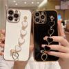 Electroplate Love Heart Bracelet Chain Case For IPhone 15 14 12 11 13 Pro Max X XS 13pro 14pro 7 8 Plus Shockproof Case Cover