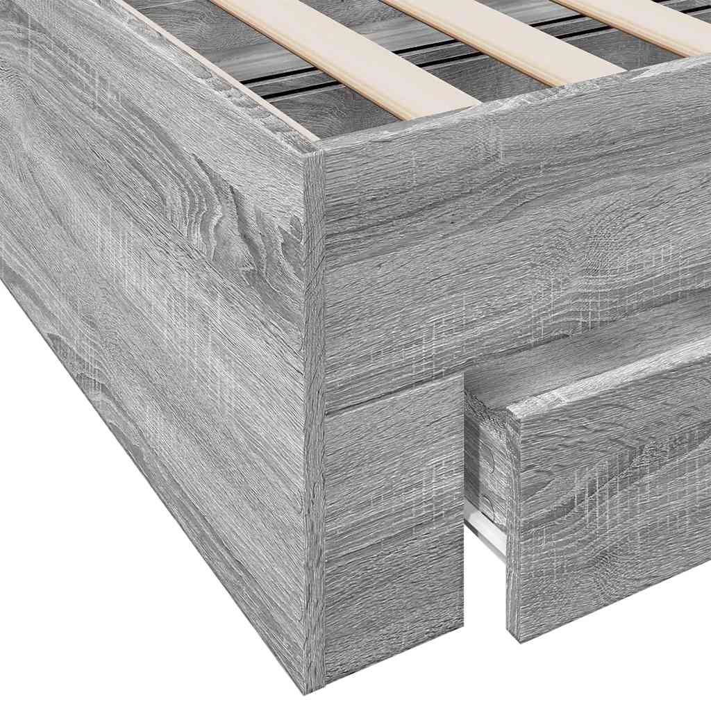 Bed Frame with Drawers Grey Sonoma 90x190 cm Particleboard