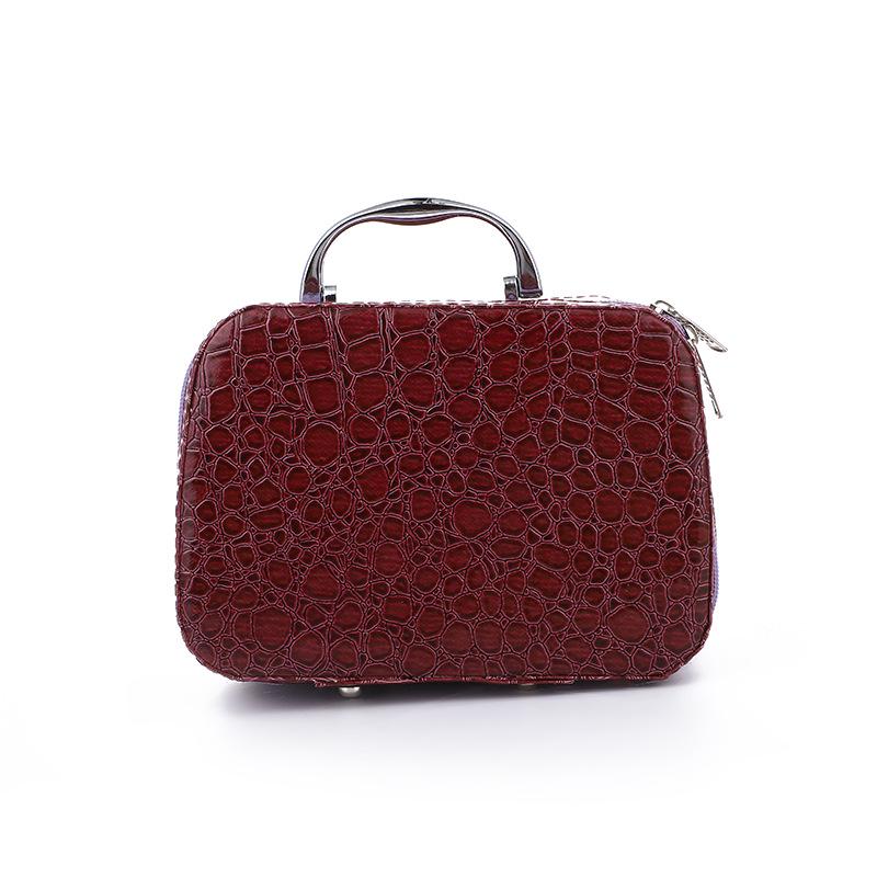 Large Capacity Korean Style Stone Pattern Cosmetic Bag with Mirror