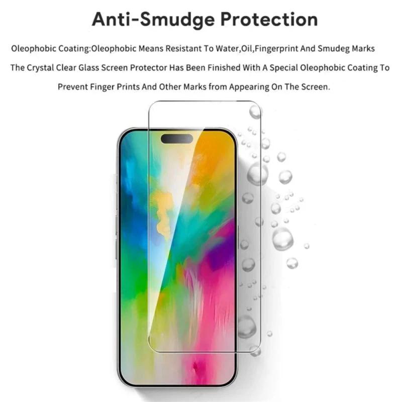 4 шт. Премиум закаленное стекло для iPhone 16 15 14 13 Pro Max 16 14 15 Plus Защитная пленка для экрана с защитой от царапин Прозрачная HD полноэкранная стеклянная пленка