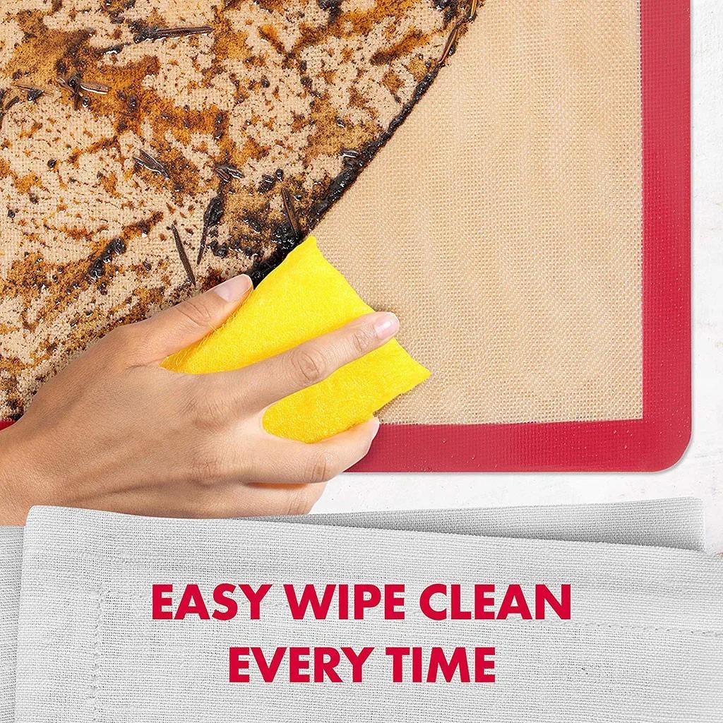 Кухонный силиконовый коврик для выпечки, набор с антипригарным покрытием для противней для печенья, красные инструменты для выпечки хлеба, пиццы