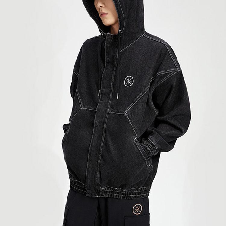 Li-Ning Wade Series Washed Denim Jacket Men Jacket Black AJDR241-3