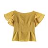 Womens Elegant Two-Piece Set Short Sleeve Top Wide-Leg Pants Lightweight Breathable Cotton Blend