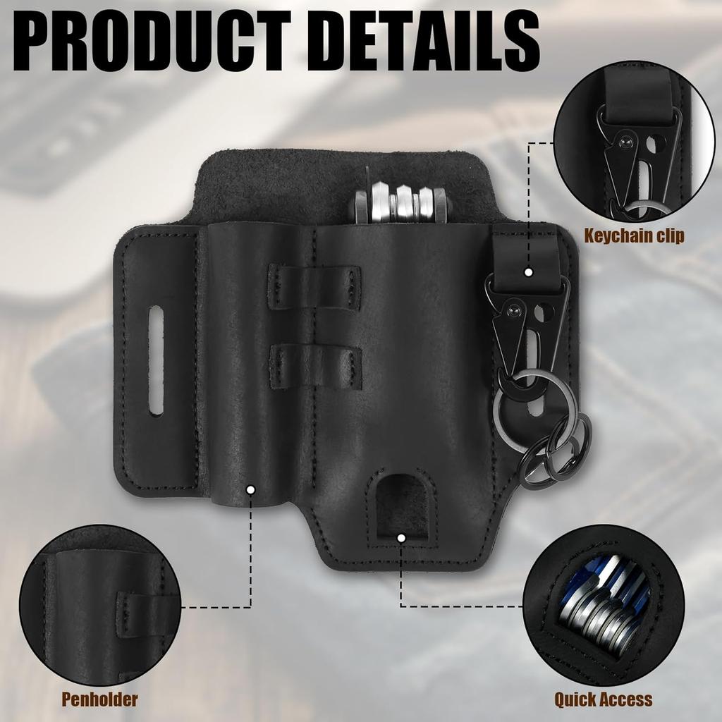 Ножны для мультитула, Кожаный чехол для инструментов с клипсой для ремня, EDC карманный органайзер-держатель, Органайзер для ремня, Кобура для мультитула для фонарика, ручки и ключей
