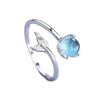 Fashion 925 Sterling Silver Fish Tail Crystal Adjustable Rings for Women Wedding Fine Jewelry Accessories Wholesale Jewellery