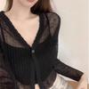 Women's Thin Open Front Cardigan Made of Thin Gauze Ice Silk and Chiffon Knitted Summer Outerwear Air - Conditioner Cardigan Blouse Small Shawl Top