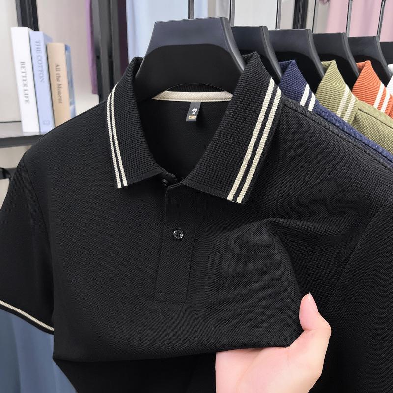 Мужская футболка с коротким рукавом Business Casual Дышащая с воротником-поло Свободный крой Универсальный топ