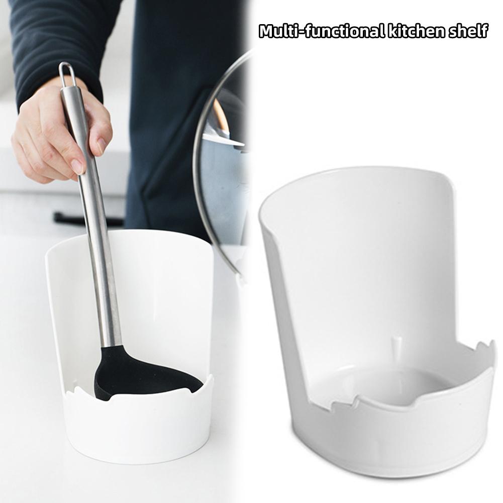 White Storage Rack For Pot Cover Spatula Stable Washable Organiser Holder For Cookware Home