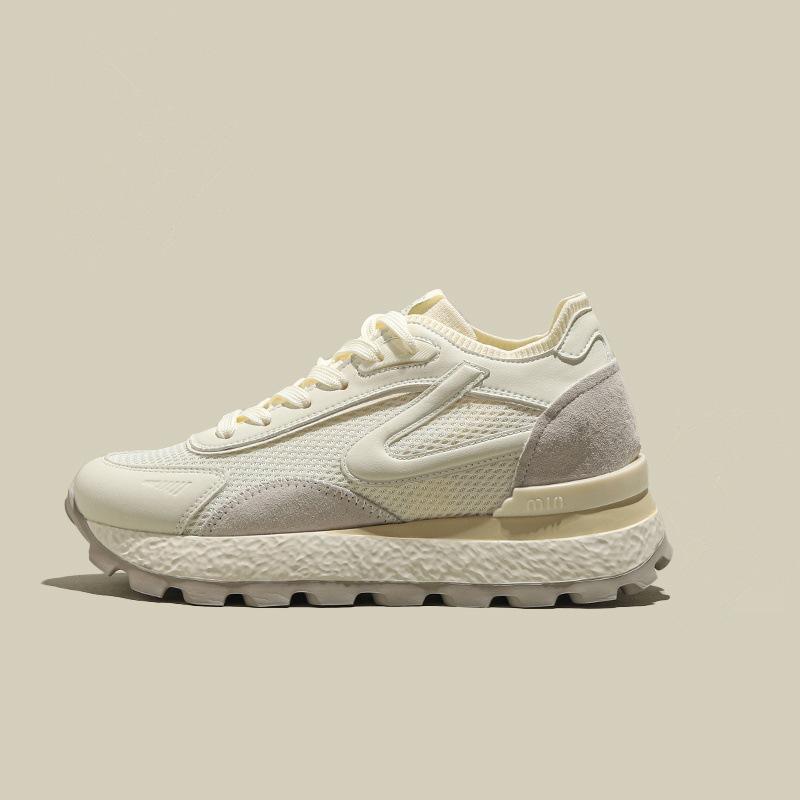 Thick-soled inner height increase mesh breathable waffle Forrest Gump shoes women's 2025 summer casual versatile sports dad shoes little white shoes