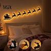 Christmas Village Wall Decor Illuminated Wooden Light Set, LED Reindeer Sleigh And Pine Trees Set Art DIY Scene with Remote Control, Peel Stick