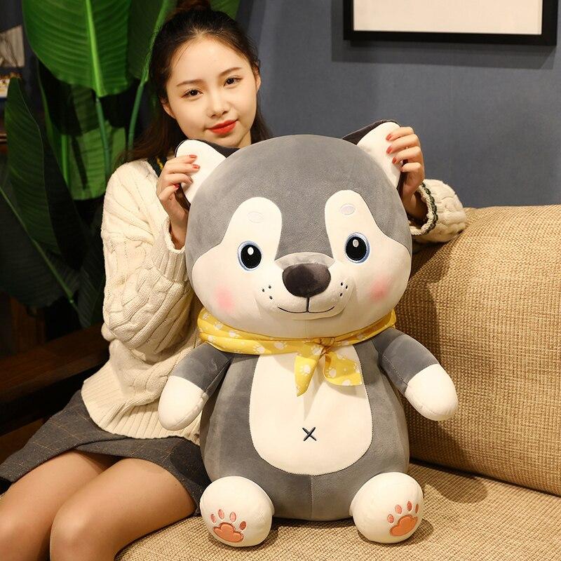 Милые хаски, бульдог, пекинес, плюшевые игрушки, мультяшные куклы, мягкие кавайные игрушки для собак для детей, подарок на день рождения