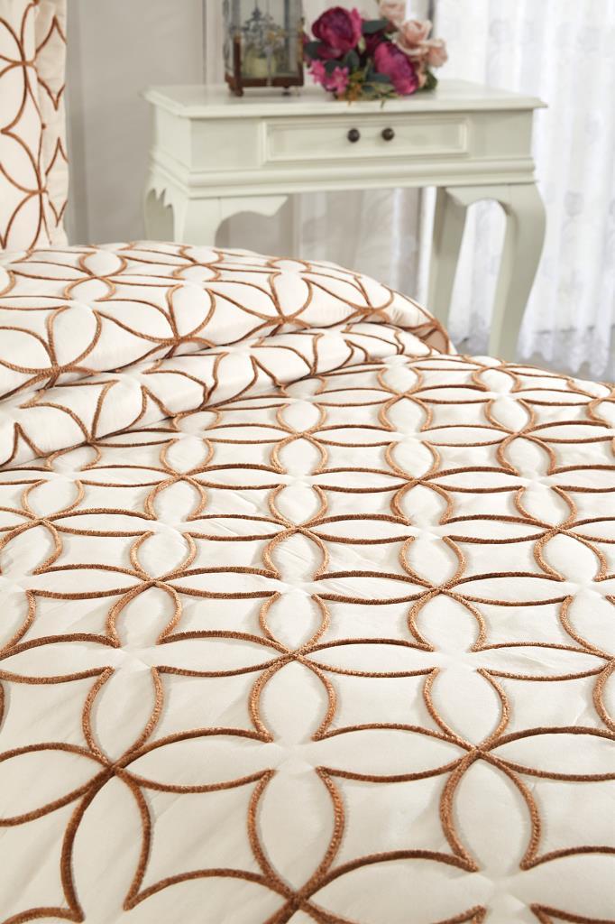 Комплект стеганого покрывала Parolin 2шт, покрывало 180х240, наволочка 50х70, одинарный размер, на шнуровке, бежевый