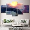 Canvas Painting Landscape red sky at morning 5 Pieces Wall Art Painting Modular Wallpapers Poster Print  Home Decor