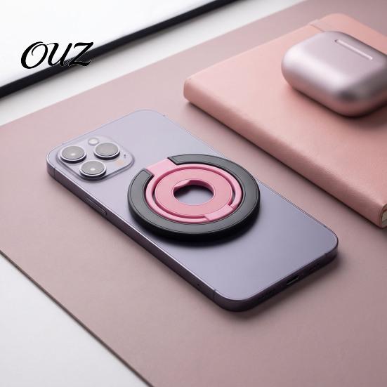 360 Degree Adjustable Ring Magnetic Phone Holder for MagSafe, Foldable Metal Dual-Sided Finger Grip with N52 Dopamine Color Accessory Magnets,