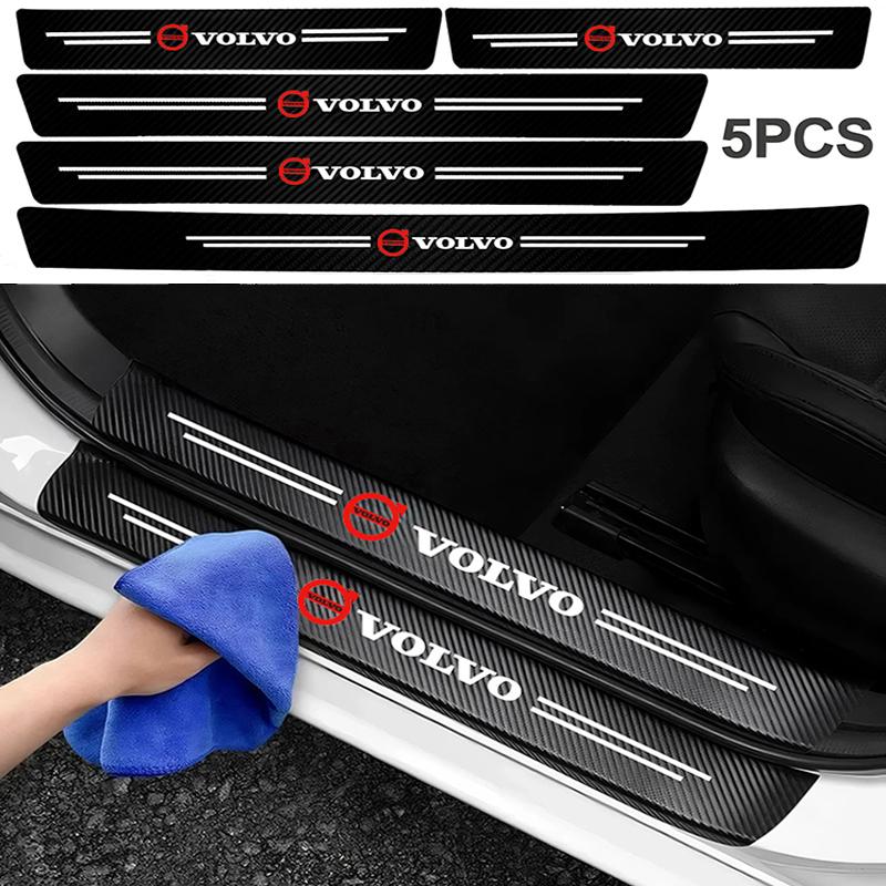 Car Door Sill Scratch Resistent Stickers Threshold Pad For Volvo Rdesign Polestar AWD V50 S60 XC60 S40 XC40 XC90 V60 S80 S90 V90