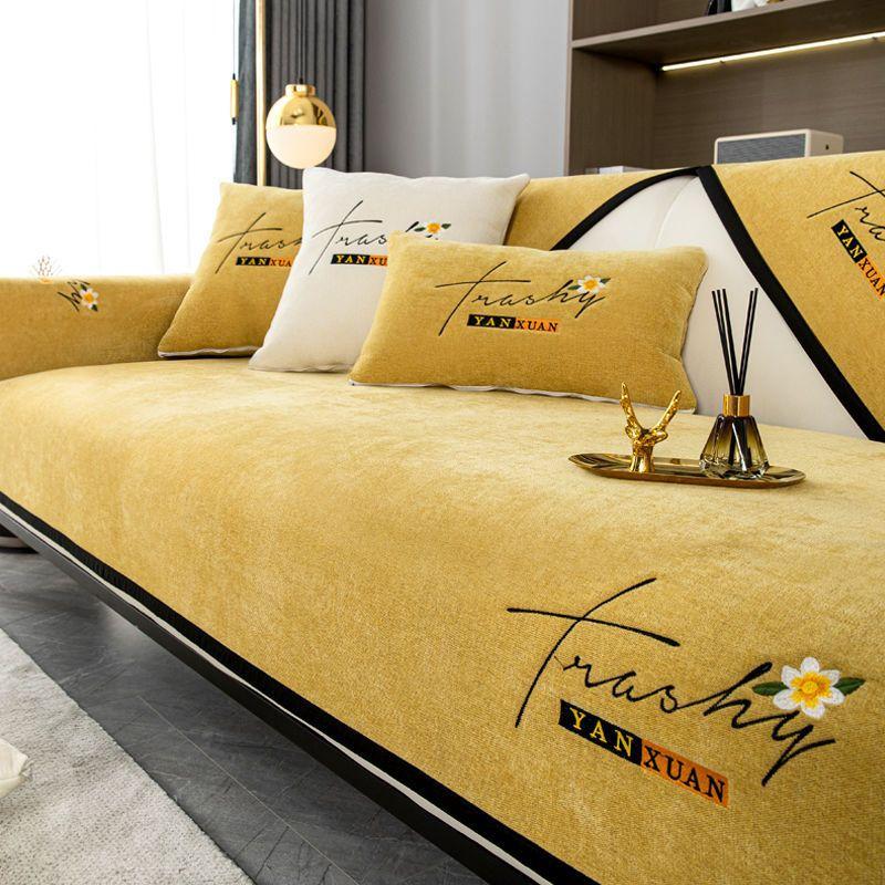 Мягкий шенилл с вышивкой Four Season Universal Sofa Полотенца, Г-образный секционный противоскользящий чехол для дивана для гостиной