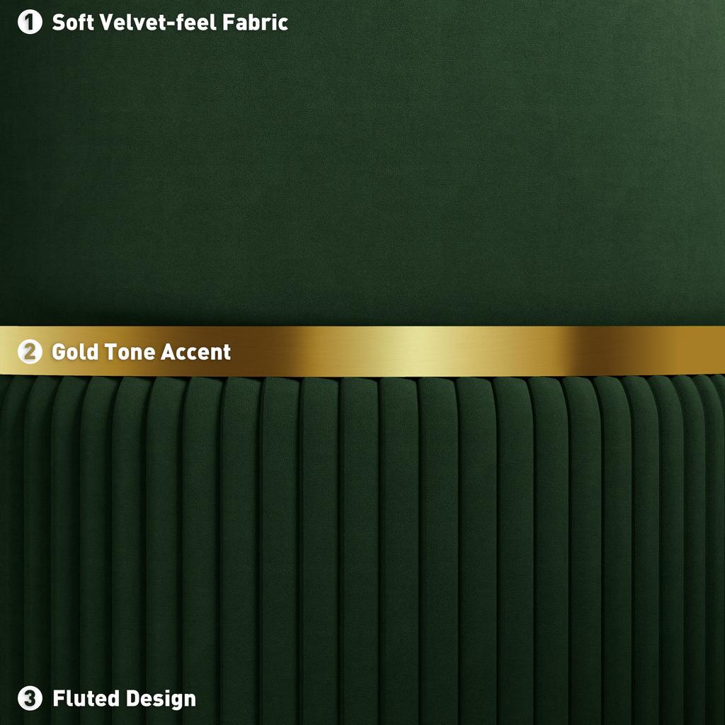 Velvet-Feel Storage Ottoman - Green