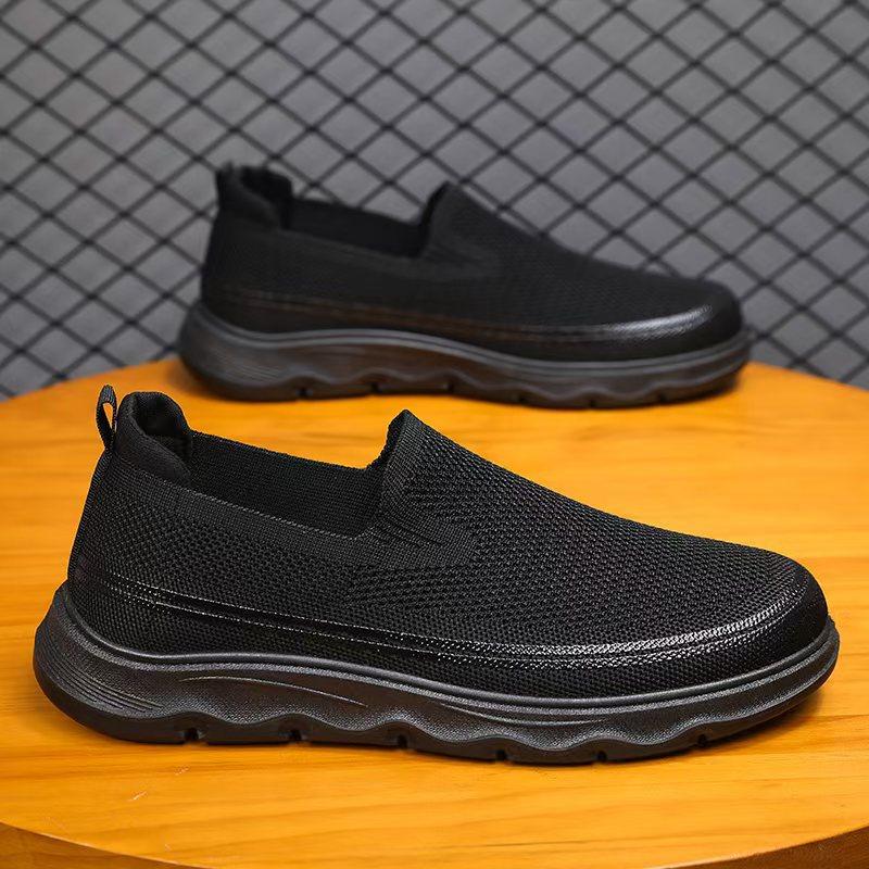 Men's Shoes 2025 Summer New One-pedal Lazy Shoes Flying Woven Casual Shoes Soft Sole Breathable Comfortable Large Size Men's Shoes