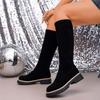 New High-top Thick-soled Women's Boots In Plus-size Shoes and Elastic Boots