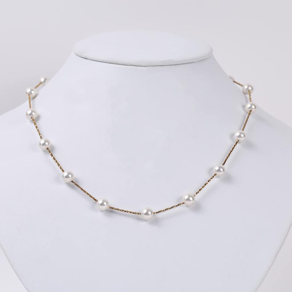 От Yumi Жемчужное ожерелье Yumi sienne 7 мм Короткая станция Популярные церемонии Стильные Сделано в Японии [MIONO] [Производство Katsura] Женское (Золото)