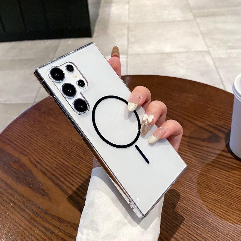 Подходит для Samsung S25 Ультратонкий Магнитный Чехол для Мобильного Телефона S24FE Макарон S23 Ультратонкий Прозрачный ПК Защитный Чехол